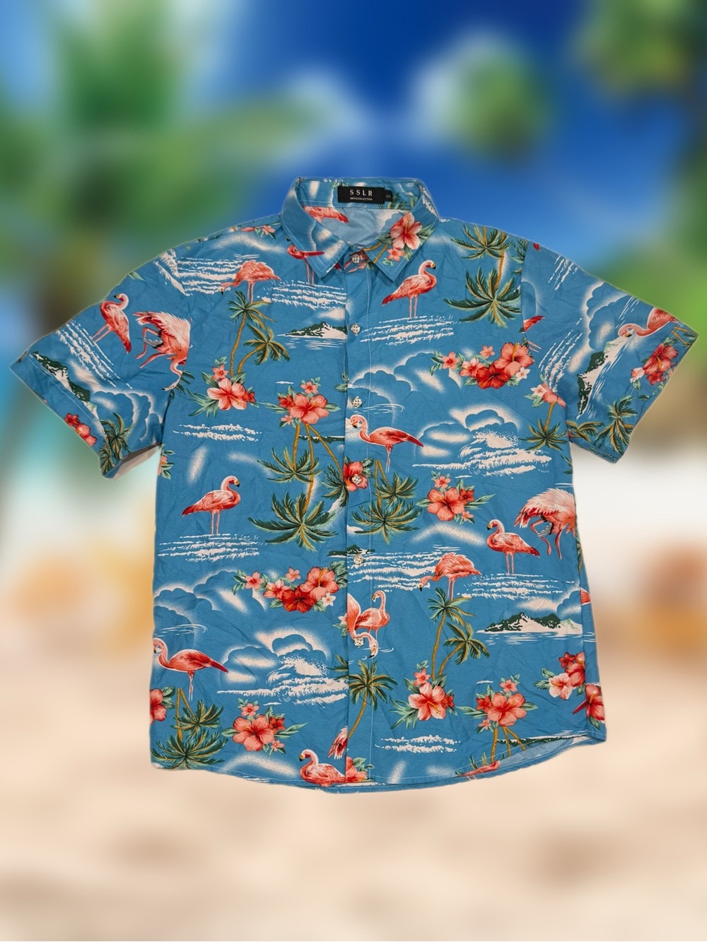 SSLR Blue Hawaiian Floral Button-Up Shirt Men’s Size Small Short Sleeve